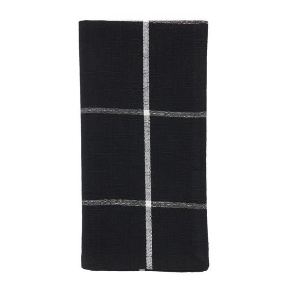 Saro Lifestyle SARO 389.BK20S Windowpane Plaid Table Napkins  Black - Set of 4 389.BK20S